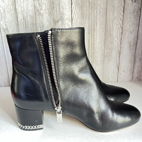 Michael Kors Sabrina Mid Bootie Ankle Boots Leather Black Women's Shoes Sz 7M - Picture 11 of 16